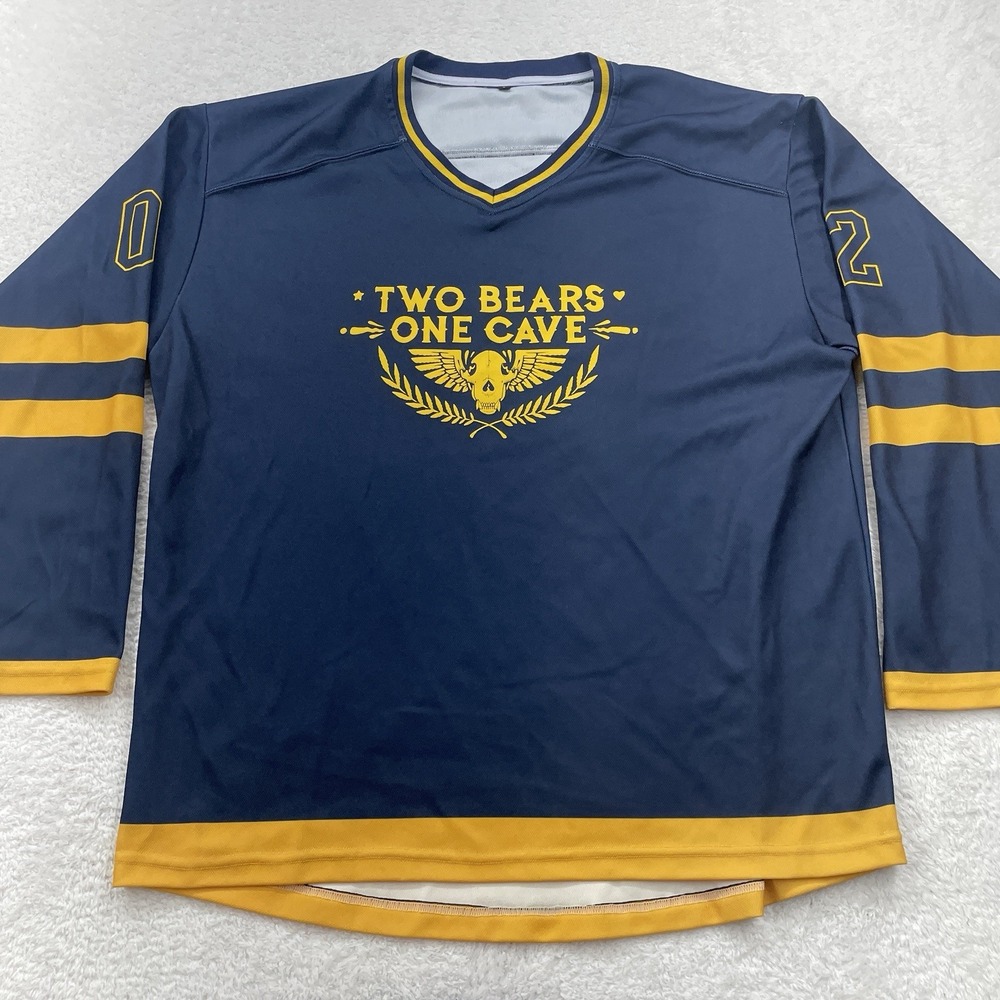 Two Bears One Cave Podcast Hockey Jersey Men's L Blue Bert‎ Kreischer Tom Segura